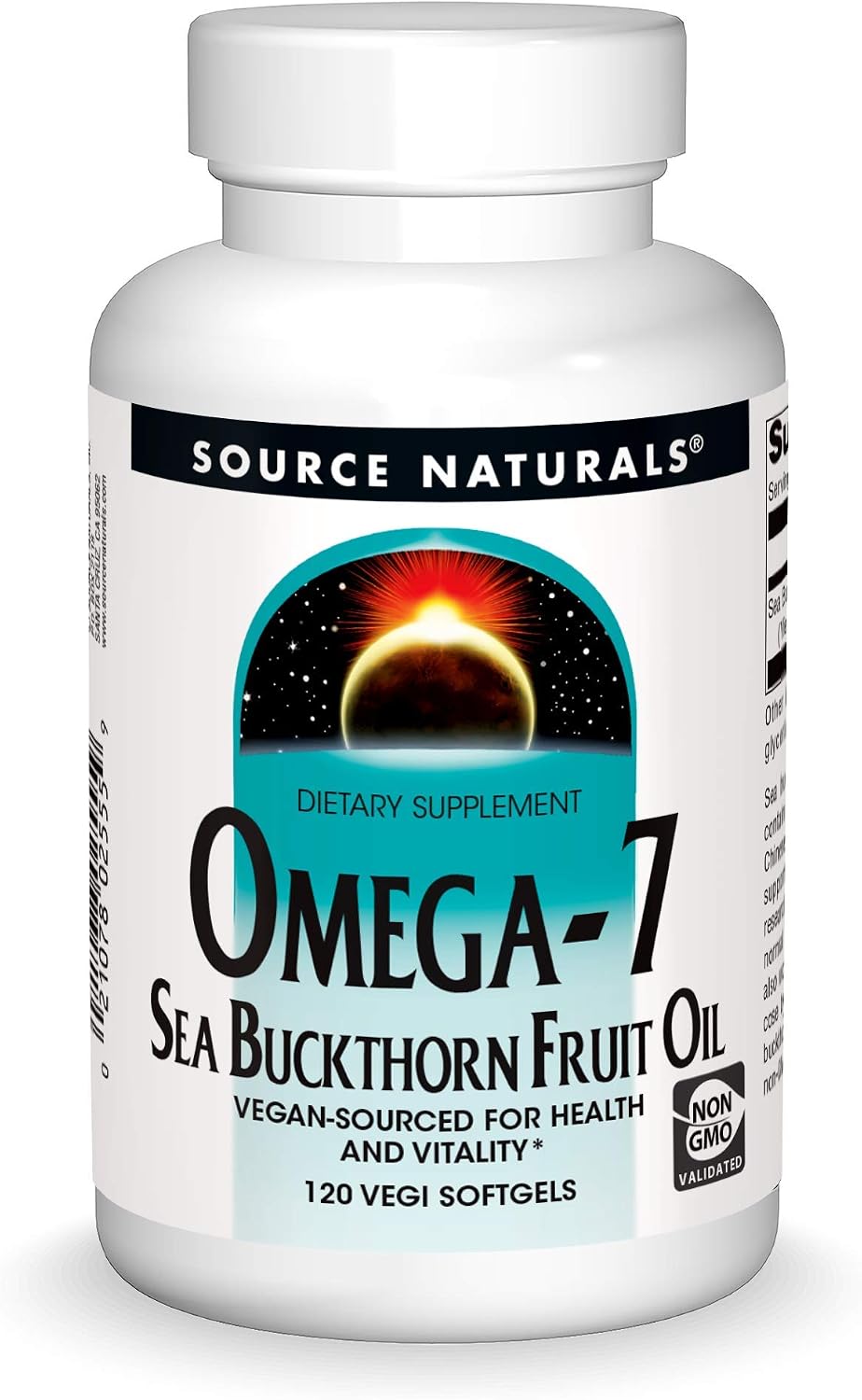 Source Naturals Omega-7 Sea Buckthorn Fruit Oil, Non-GMO, Vegan-Sourced for Health and Vitality - 120 Vegan Softgels - görsel 1