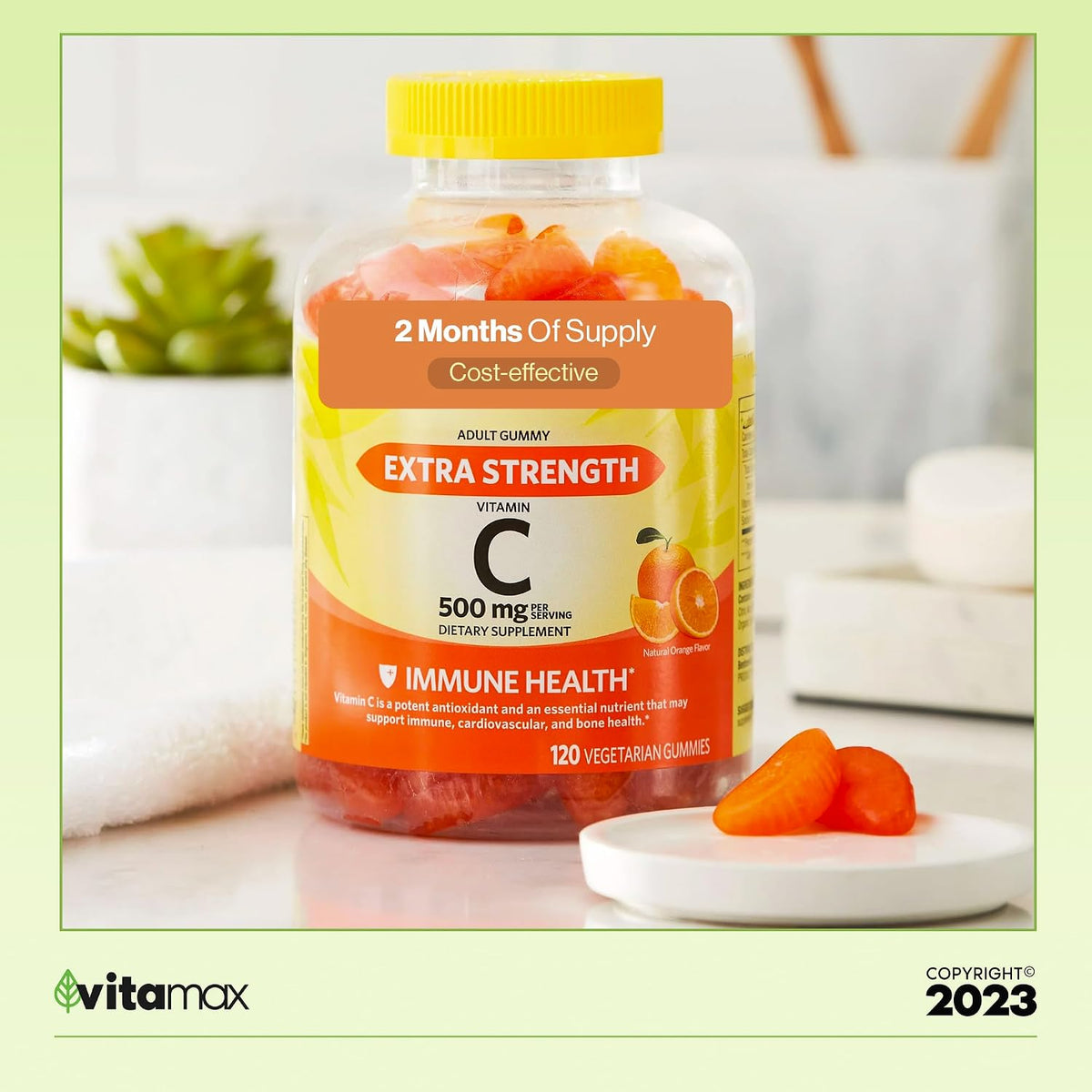 Spring Valley Extra Strength Vitamin C Gummies, 500 mg, 120 Count – Food Supplement – Orange Flavour - görsel 3