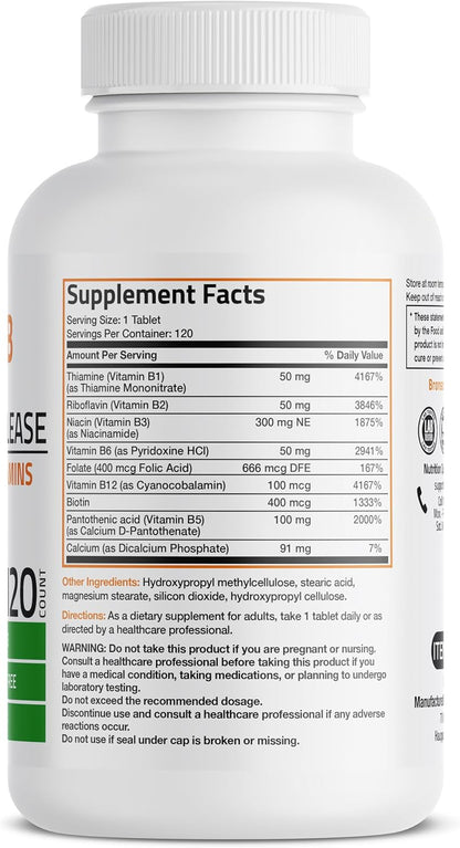 Bronson Super B Vitamin B Complex Sustained Release - 120 Tablets