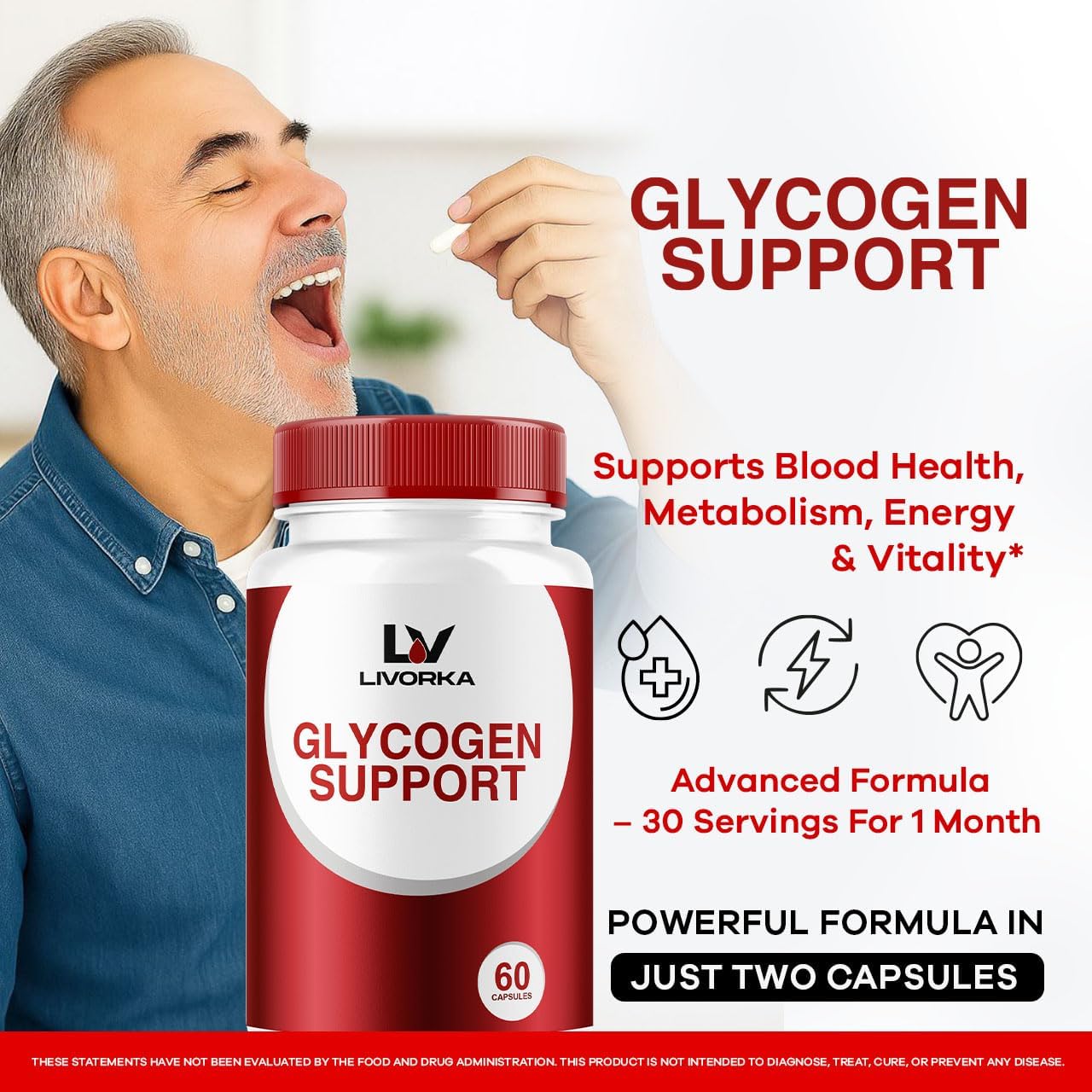 Glycogen Support, Control & Fix Advanced Formula – 2-Pack of 30 Capsules (60 Days' Supply) – with Powerful Ingredients - görsel 2