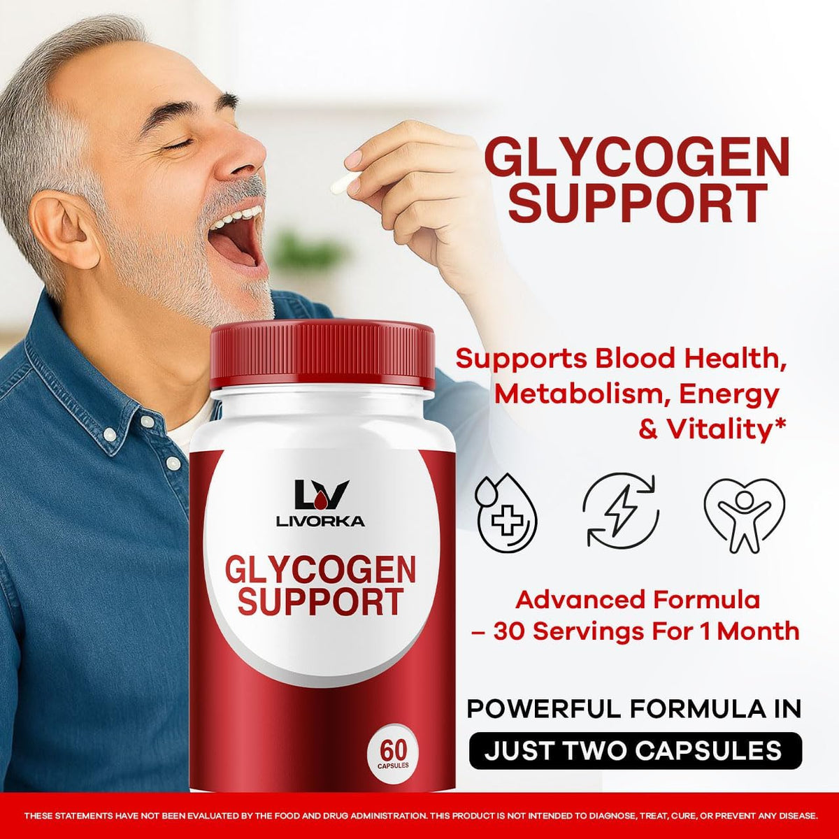 1 Pack – Glycogen Support, Glycogen Control Advanced Formula, Glycogen Capsules, Glycogen Fix – 30 Capsules - görsel 2