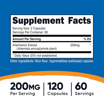 Nutricost Artemisinin 200mg – 120 Vegetarian Capsules (60 Servings)