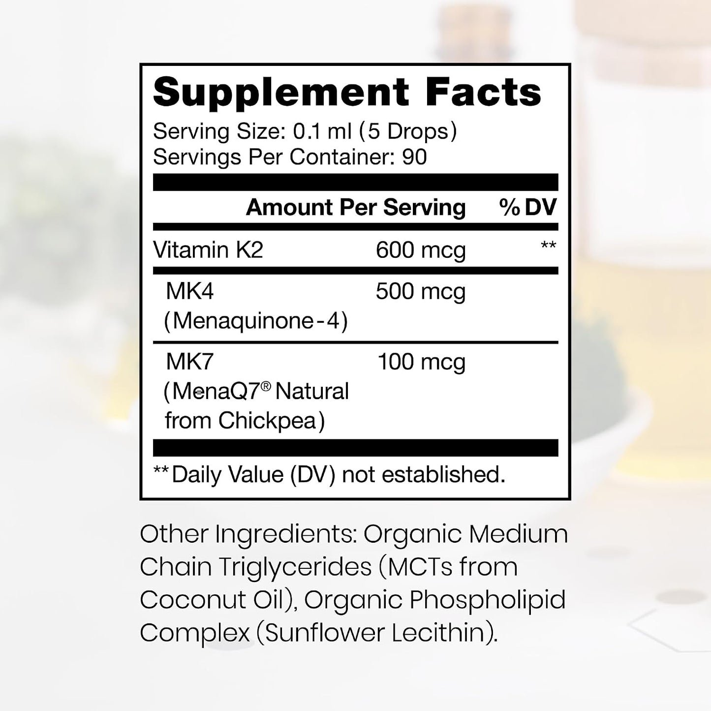 Pure Therapro Rx Ultimate K2 Supplement - Liquid Liposomal Vitamin K2 Drops - 600mcg MK4 & MenaQ7 MK7 - 10 mL (90 Servings) - görsel 2