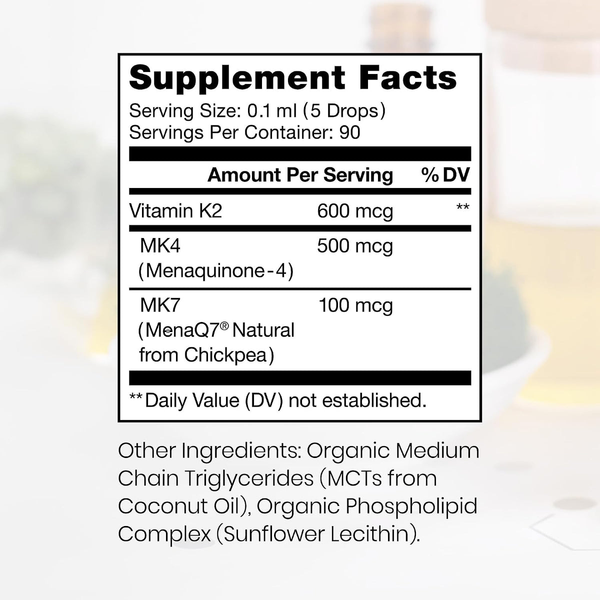Pure Therapro Rx Ultimate K2 Supplement - Liquid Liposomal Vitamin K2 Drops - 600mcg MK4 & MenaQ7 MK7 - 10 mL (90 Servings) - görsel 2