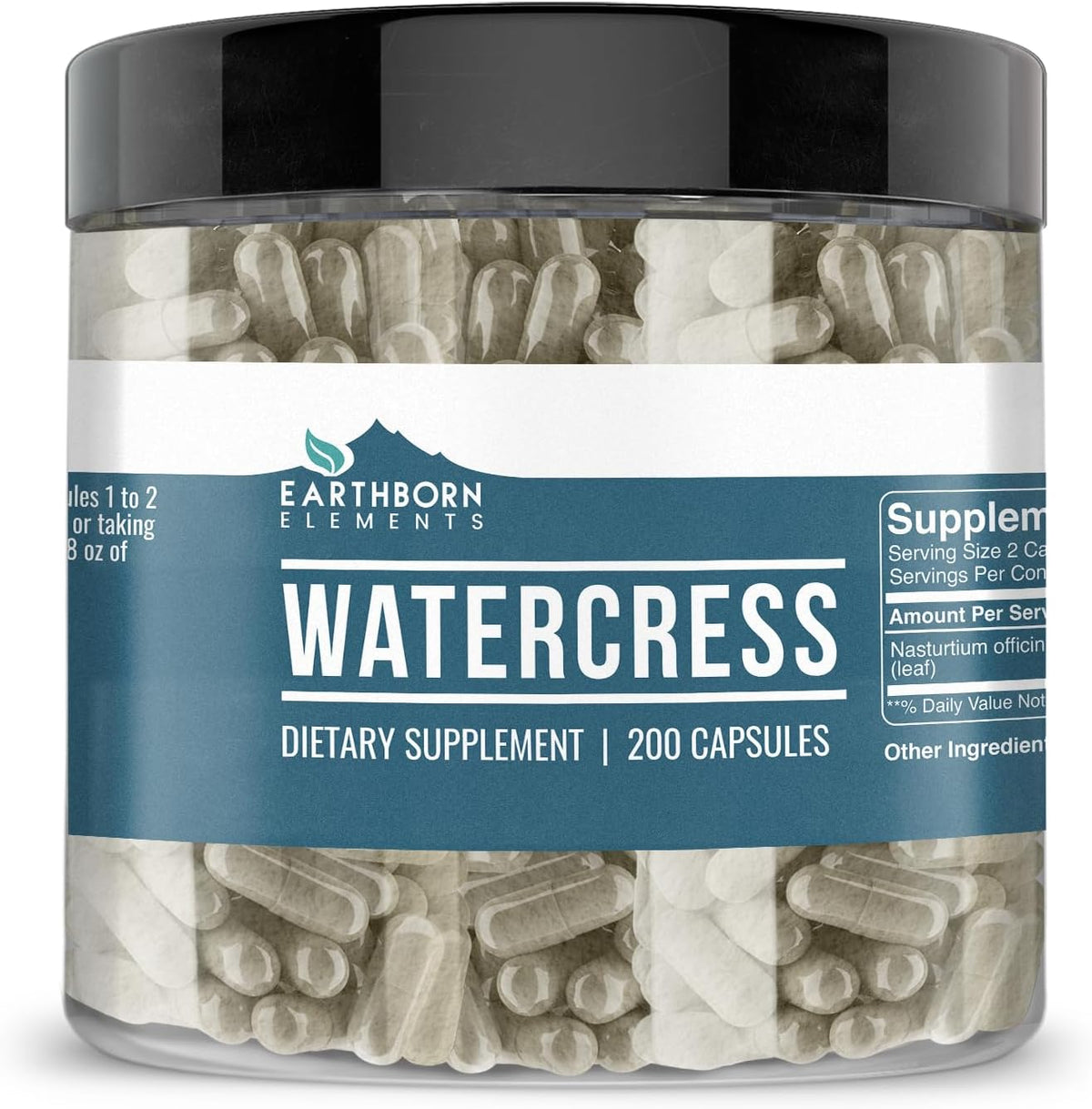 Earthborn Elements Watercress 200 Capsules, Pure & Undiluted, No Additives - görsel 1