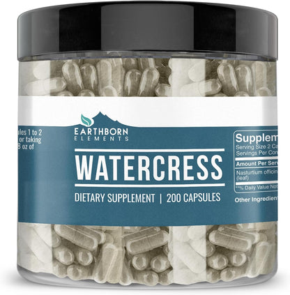 Earthborn Elements Watercress 200 Capsules, Pure & Undiluted, No Additives