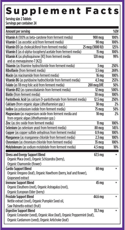 New Chapter Men's Multivitamin Advanced Formula for Stress, Brain, Immune & Energy Support - Wholefood Fermented, 72 Tablets
