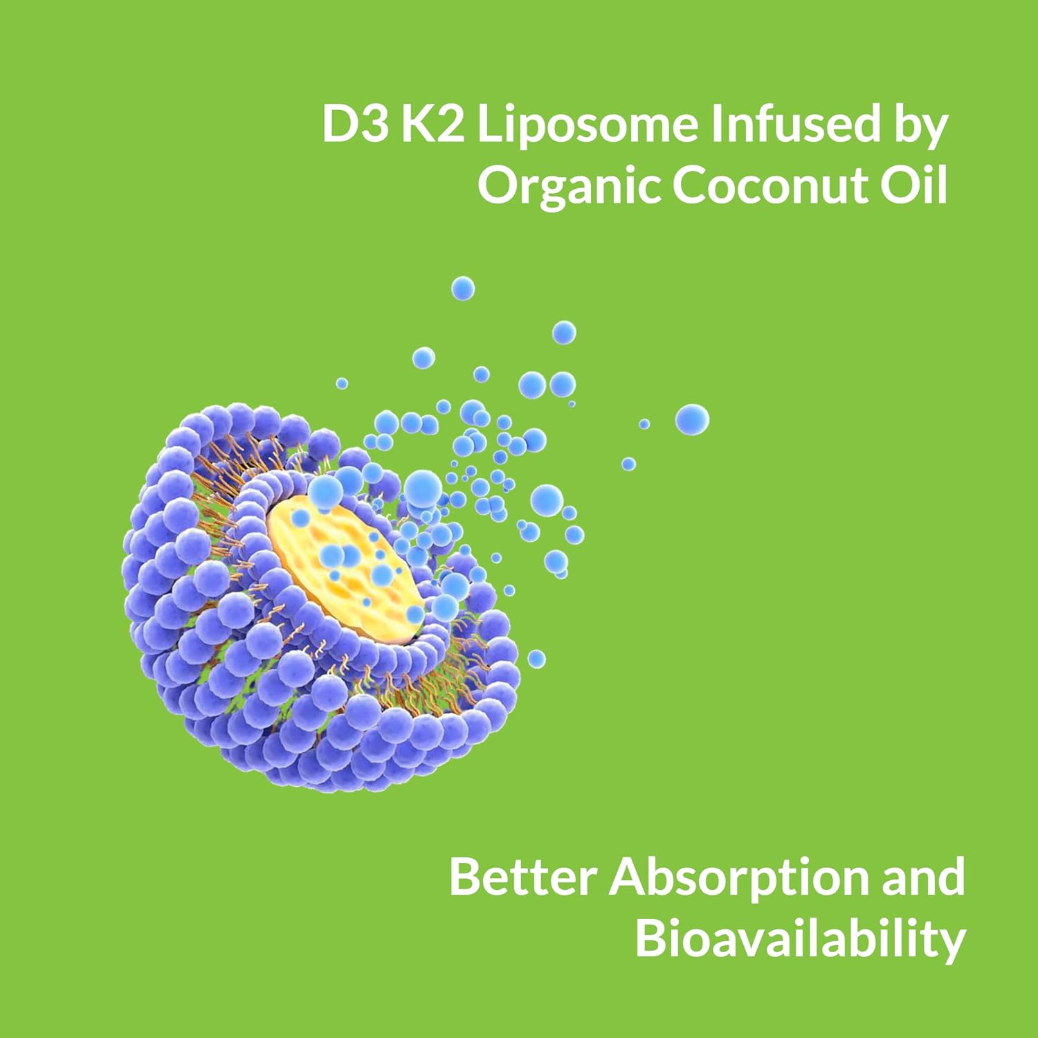 UpNourish Liposomal D3 K2 Vitamin 10000 IU D3 and K2 MK-7 200 mcg - 180 Mini Soft gel capsules - görsel 2