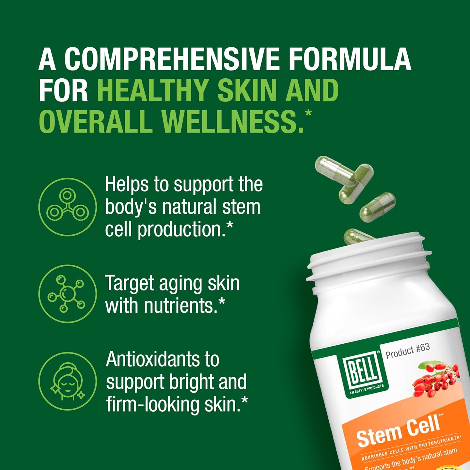 Bell Stem Cell Supplement – Supports Your Body's Natural Cell Renewal (Pack of 2, 60 Capsules) - görsel 3