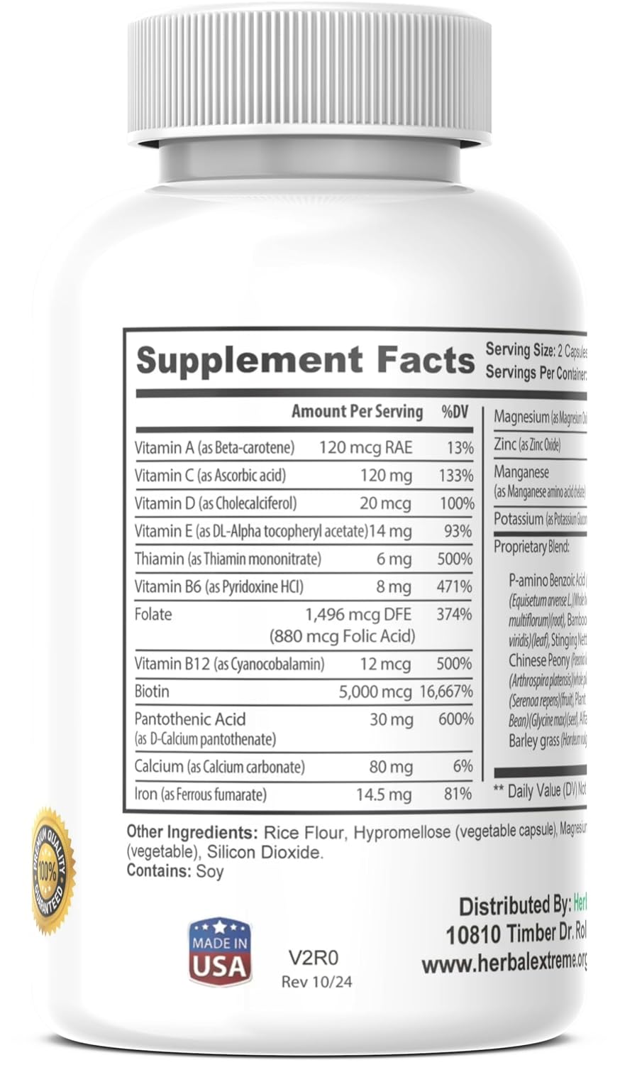 Divinity Hair, Skin and Nails - 60 Capsules - 5000 mcg Biotin with Herbal Blend - görsel 2