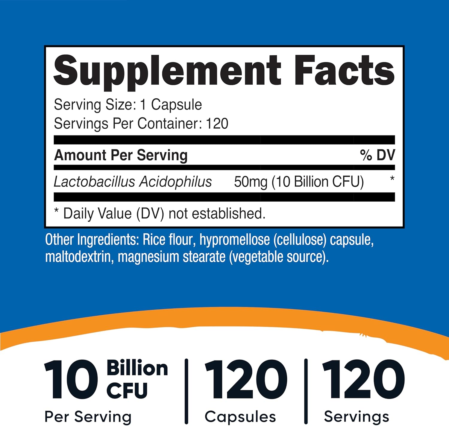 Nutricost Lactobacillus Acidophilus 10 Billion CFU, 120 Vegetarian Capsules - görsel 2