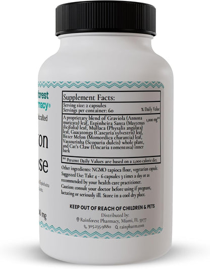 N-Tense Soursop Graviola Capsules - 500mg, Wildcrafted Graviola Plus 7 Amazon Rainforest Herbs, 120 Vegetarian Capsules