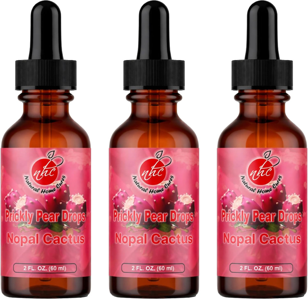 Prickly Pear Drops with Vitamin B12 - Nopal Cactus Fruit Concentrate, Liquid Supplement with Betalains & Plant Nutrients, 3 Bottles (180 Servings) - görsel 1