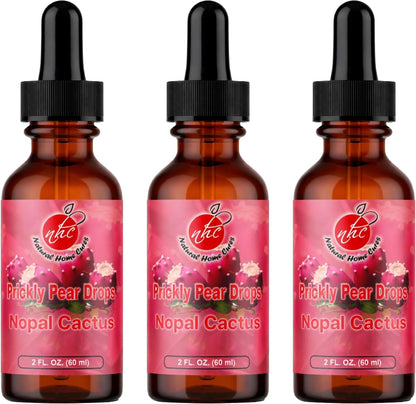 Prickly Pear Drops with Vitamin B12 - Nopal Cactus Fruit Concentrate, Liquid Supplement with Betalains & Plant Nutrients, 3 Bottles (180 Servings)
