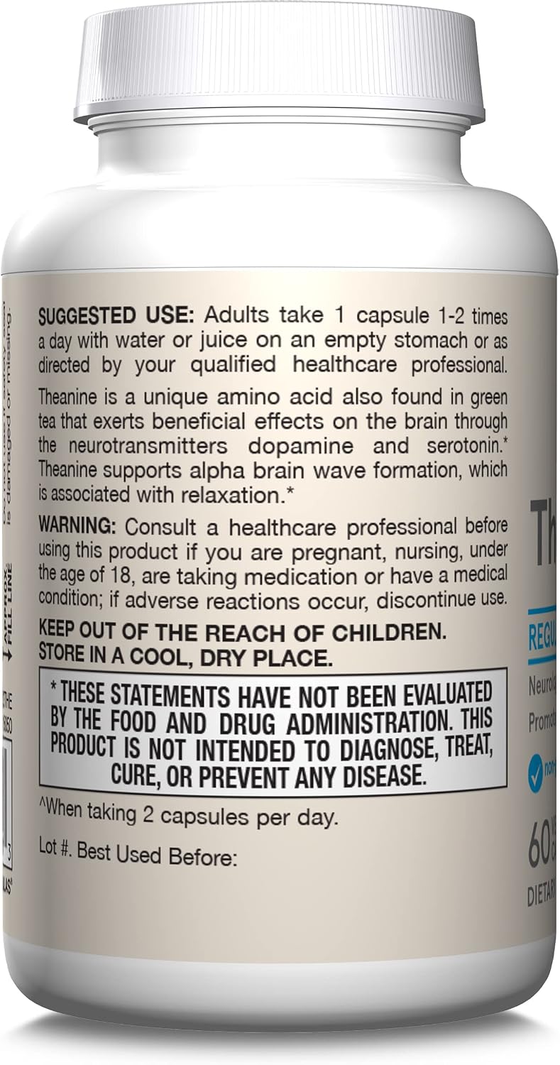 Jarrow Formulae Regular Strength Theanine 100 mg, 60 Capsules - görsel 8