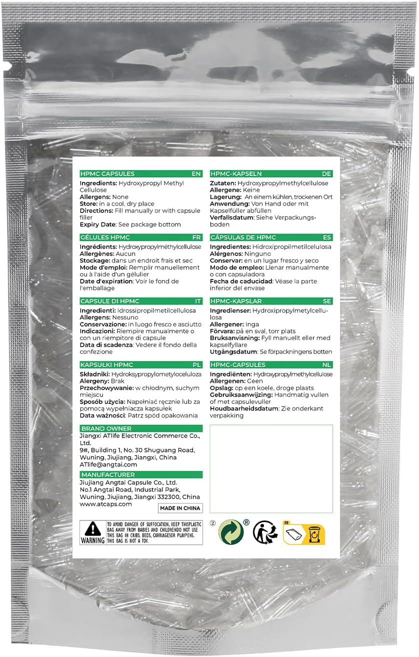 Empty Vegan Capsules Size 1, 500 Pack DIY Vegetable Capsules for Filling | Includes 2 Micro Lab Spoons - görsel 2