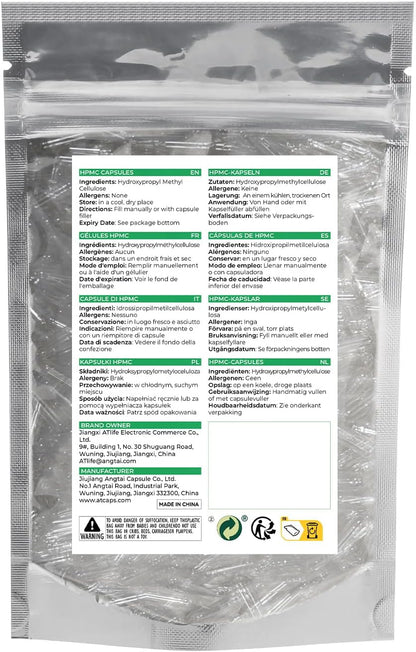 Empty Vegan Capsules Size 1, 500 Pack DIY Vegetable Capsules for Filling | Includes 2 Micro Lab Spoons