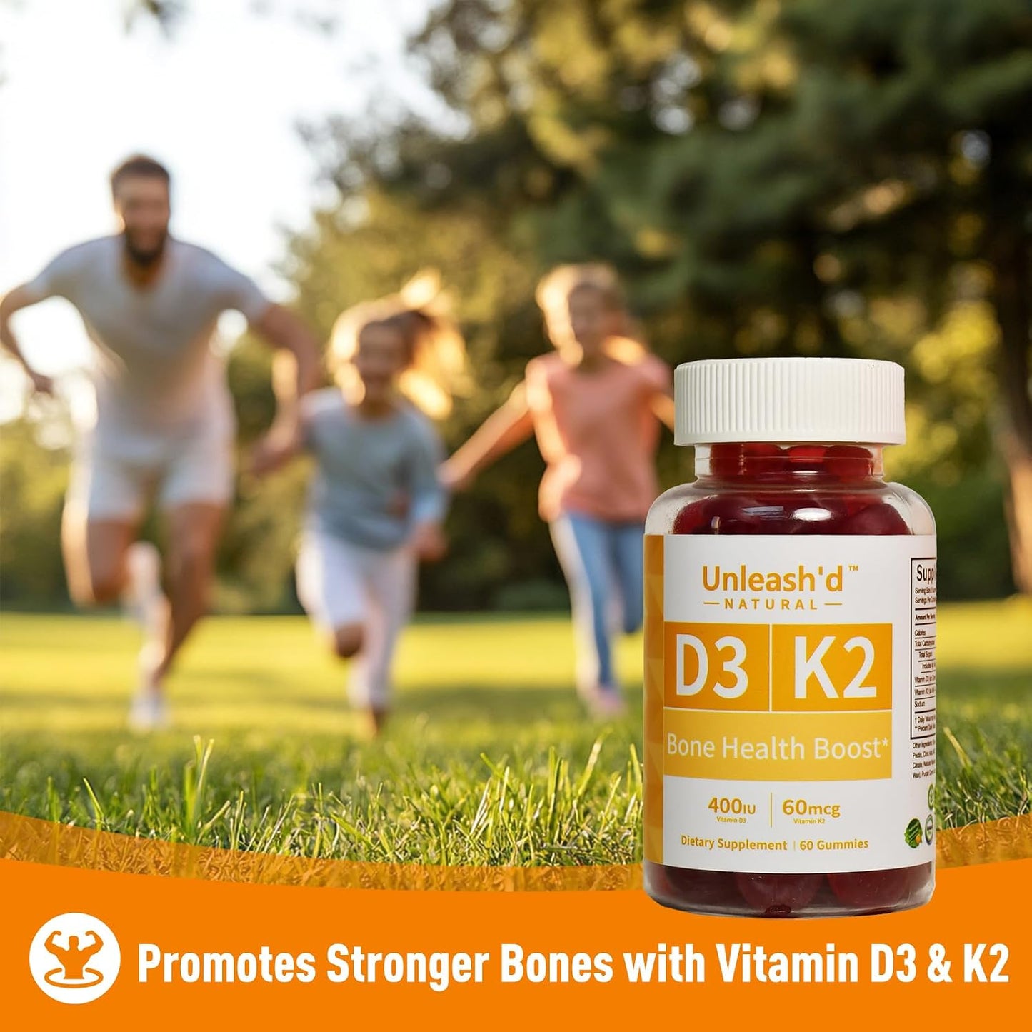 Unleash'd Vitamin D3 K2 Gummies 60 Count - görsel 5