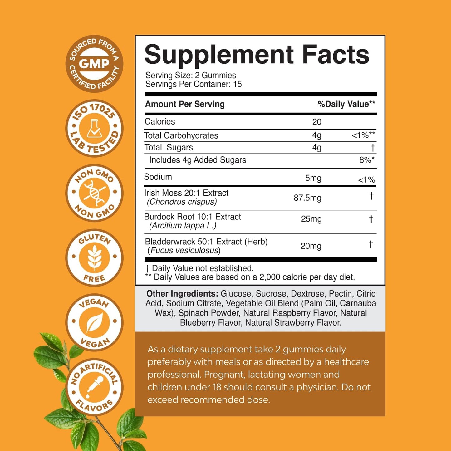 Sea Moss Gummies for Adults and Children - Vegan Immune Support Gummies with Burdock & Bladderwrack - Berry Flavour - 30 Count - görsel 3