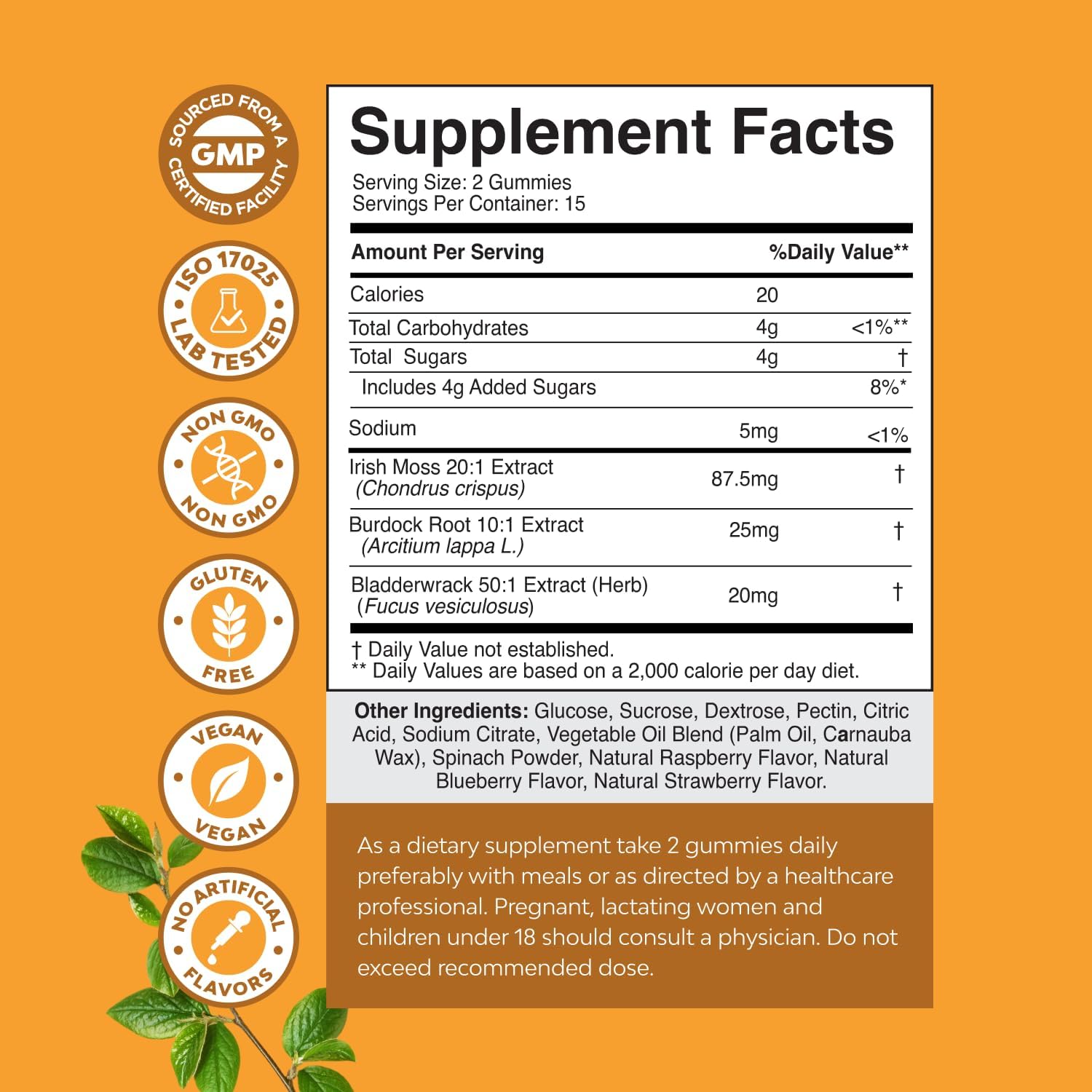 Sea Moss Gummies for Adults and Children - Vegan Immune Support Gummies with Burdock & Bladderwrack - Berry Flavour - 30 Count - görsel 3