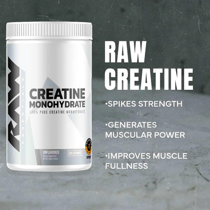 Raw Creatine Monohydrate Powder, 100 Servings, Unflavoured, 510g – Micronised Creatine for Muscle Strength, Recovery & Performance
