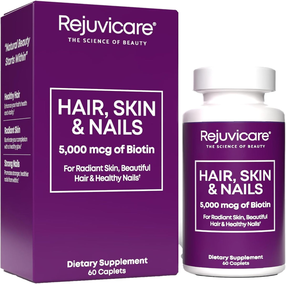 Rejuvicare Hair, Skin & Nails Beauty Formula with Biotin, Collagen Building Vitamins and Minerals, 30 Servings - görsel 6