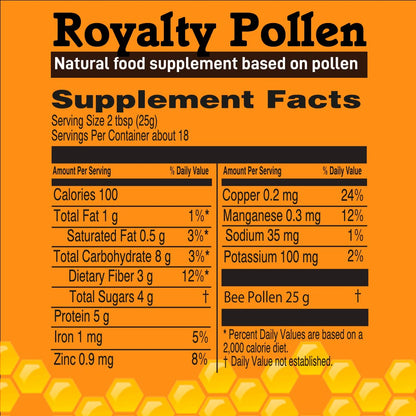 Royalty Pollen Bee Pollen Powder | 100% Pure, Fresh, Natural Raw Bee Pollen