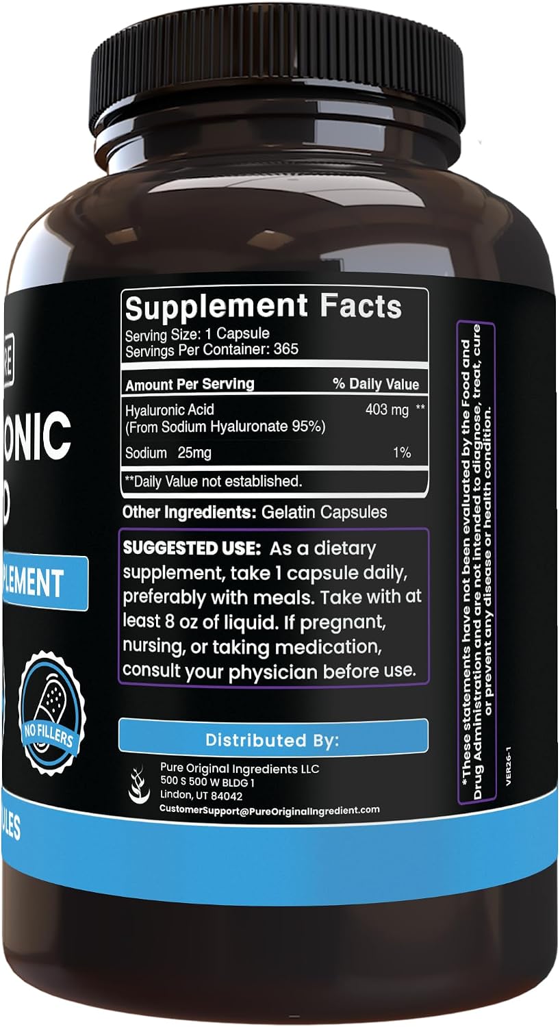 Pure Original Ingredients Hyaluronic Acid (365 Capsules) - görsel 2