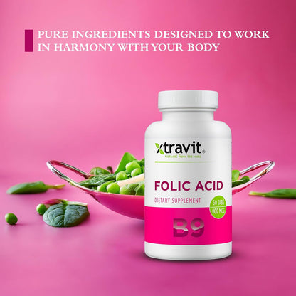 Xtravit Folic Acid Food Supplement – 800 mcg, 60 Tablets