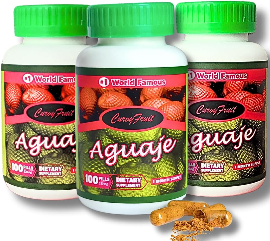 Aguaje Pills for Bigger Bum, Fuller HIPS & Curvier Body – 100% Natural Aguaje Supplement – 550mg x 100 Caps – 3-Month Supply - görsel 1