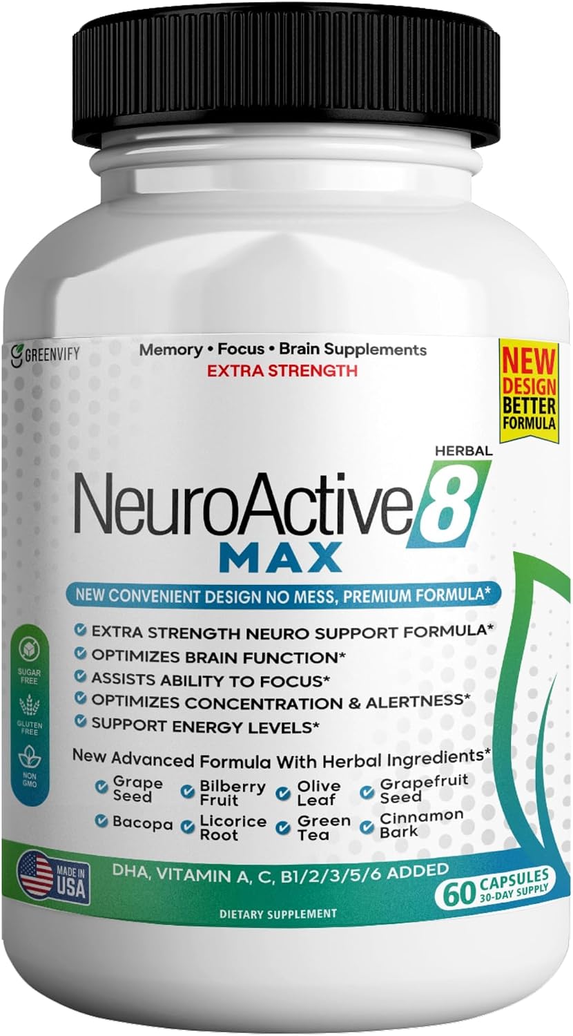 NeuroActive 8 Max Cognitive Support Food Supplement – Extra Strength, 60 Capsules - görsel 8