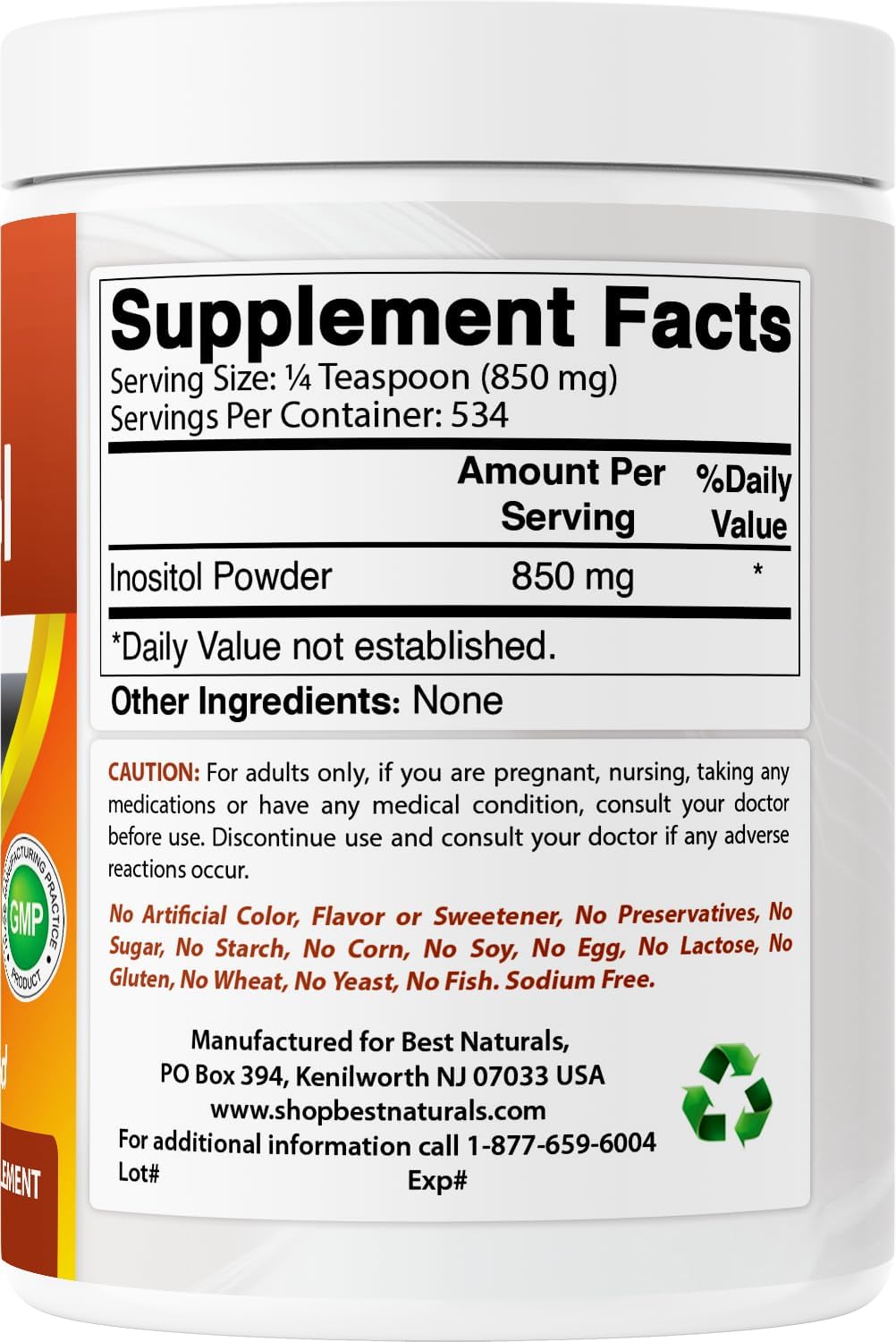 Best Naturals Pure Inositol Powder (Vitamin B8), 454 g - görsel 6