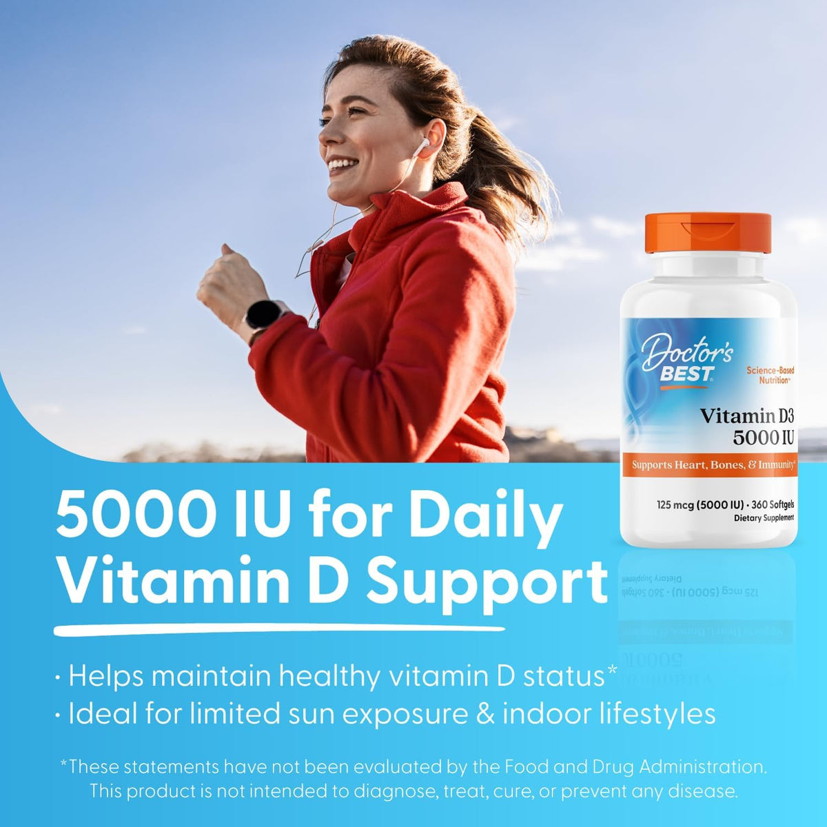 Doctor's Best Vitamin D3 5000 IU Softgels – 360 Softgels - görsel 7