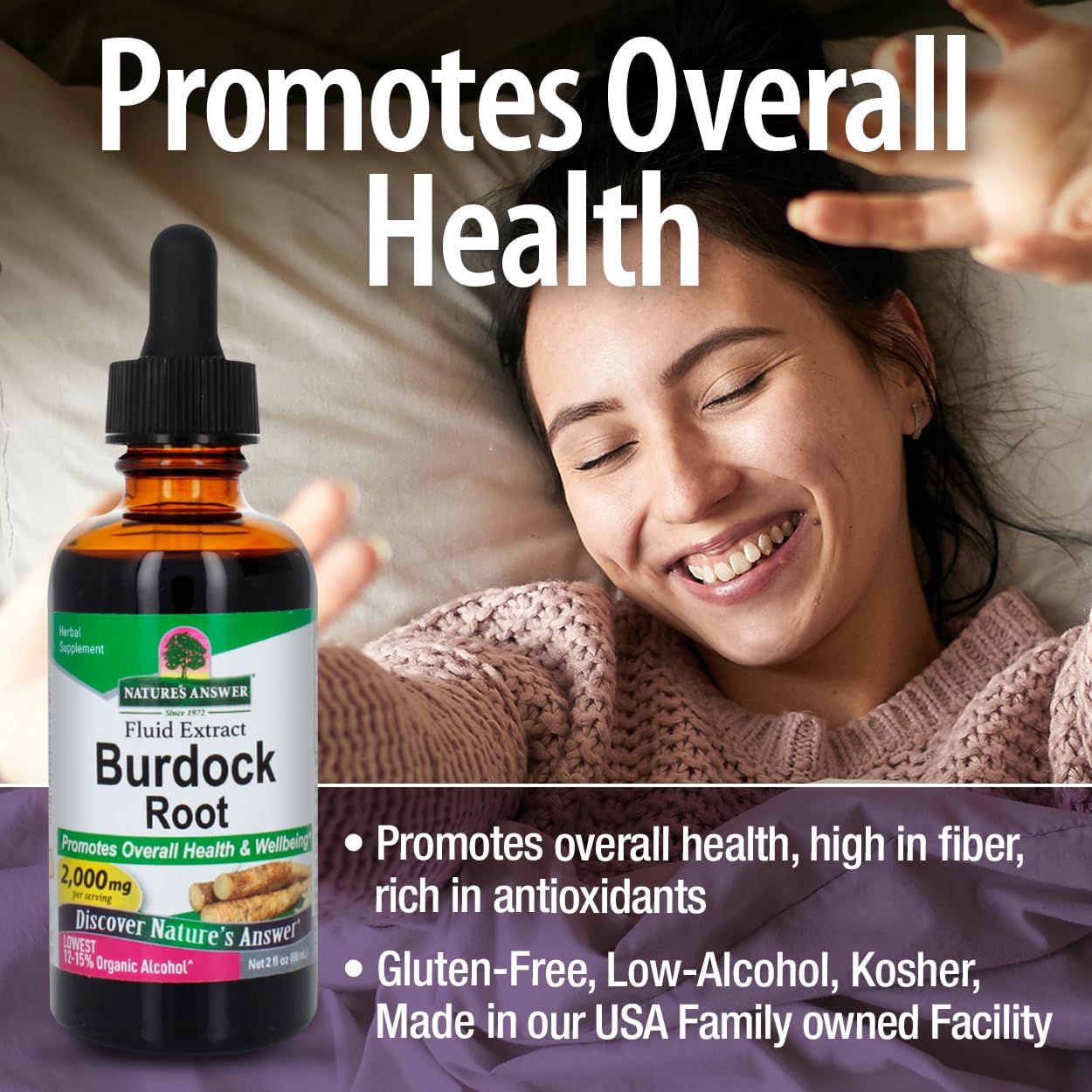 Nature's Answer Burdock Root Herbal Supplement - Super Concentrated, Low Alcohol, Gluten-Free - 60 ml - görsel 4