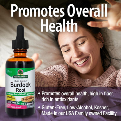 Nature's Answer Burdock Root Herbal Supplement - Super Concentrated, Low Alcohol, Gluten-Free - 60 ml