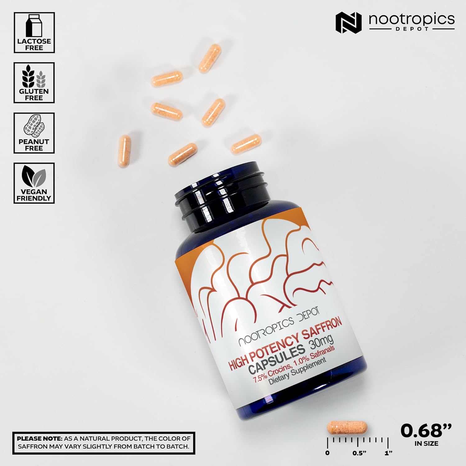 Nootropics Depot High Potency Saffron Extract Capsules | 30mg | Minimum 7.5% Crocins and 1% Safranals | Crocus sativus | 180 ct - görsel 3