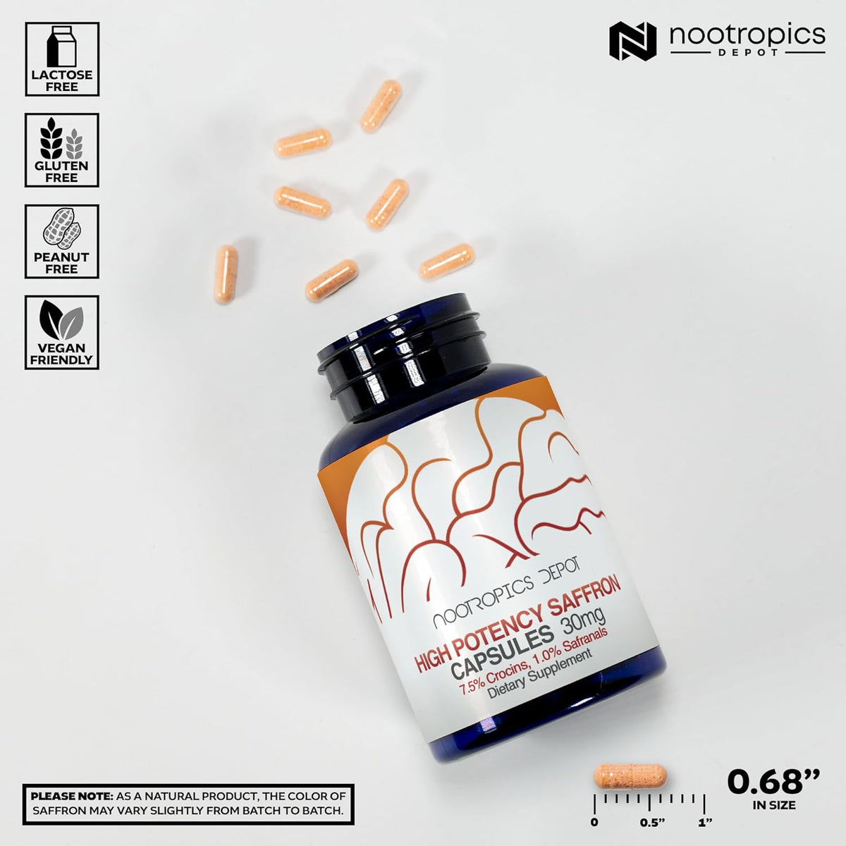 Nootropics Depot High Potency Saffron Extract Capsules - 30 mg, 60 capsules - görsel 3