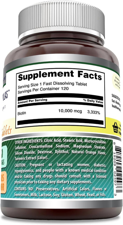 Amazing Formulae Biotin 10,000 mcg Fast-dissolve Tablets - Citrus, 120 Count