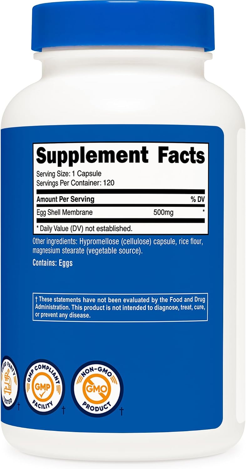 Nutricost Egg Shell Membrane, 500mg per Serving, 120 Capsules - GMO Free, Gluten-free - görsel 5