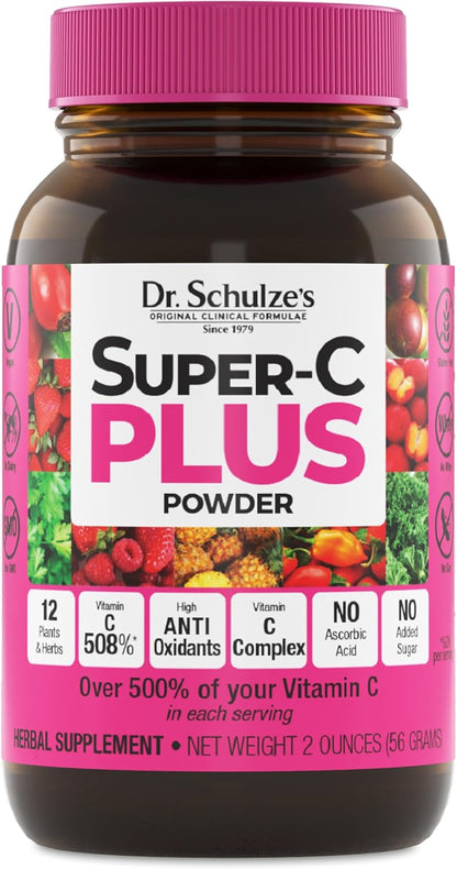 Dr. Schulze's Super-C Plus - High-Potency Vitamin C Powder - Immune & Skin Health Support - 57 g (20 Servings)