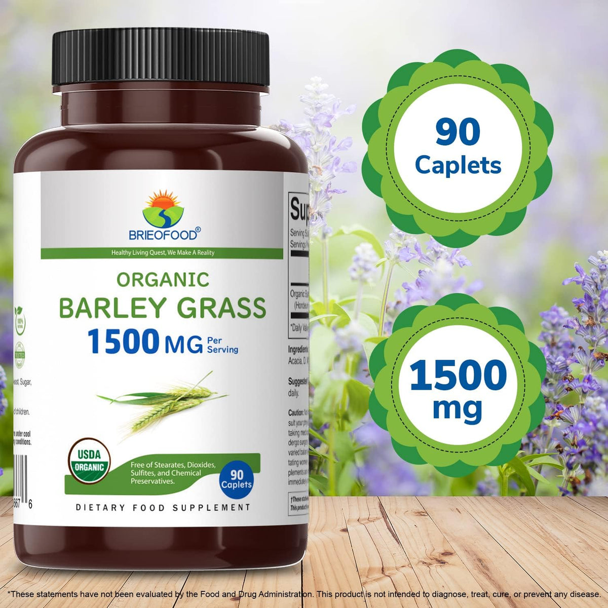 Organic Barley Grass 1500mg, 90 Vegetarian Tablets - görsel 6