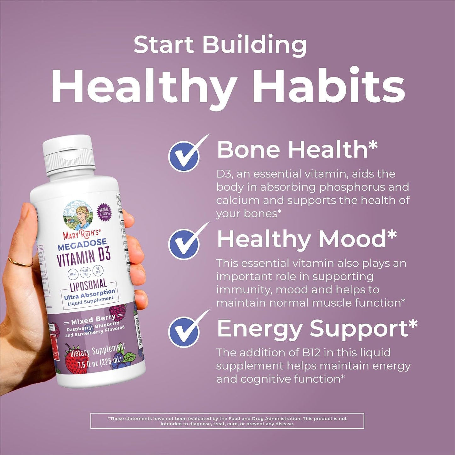 MARYRUTH'S Megadose Vitamin D3 Liposomal Drops – 4000 IU, Vegan, Non-GM, 45 Servings - görsel 5
