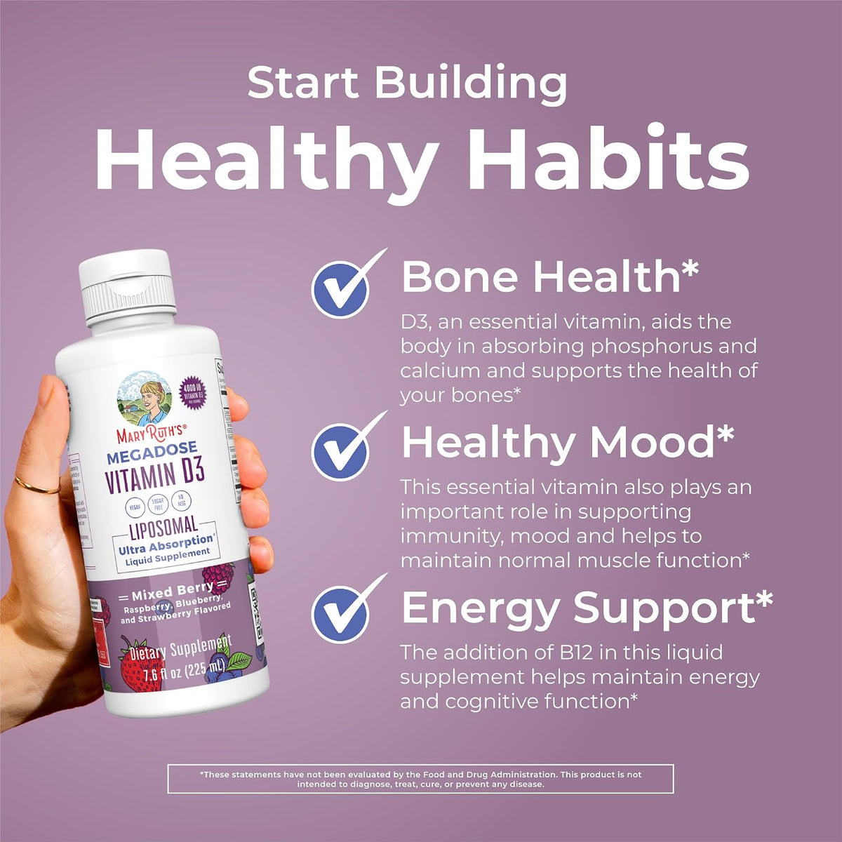 MARYRUTH'S Megadose Vitamin D3 Liposomal Drops – 4000 IU, Vegan, Non-GM, 45 Servings - görsel 5