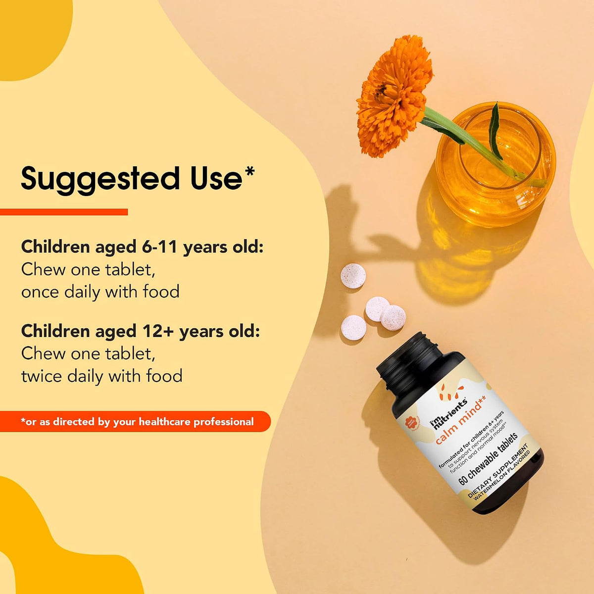 I'm Nutrients Calm Mind | Children's Saffron Supplement | Nervous System Support | 60 Chewable Tablets - görsel 8