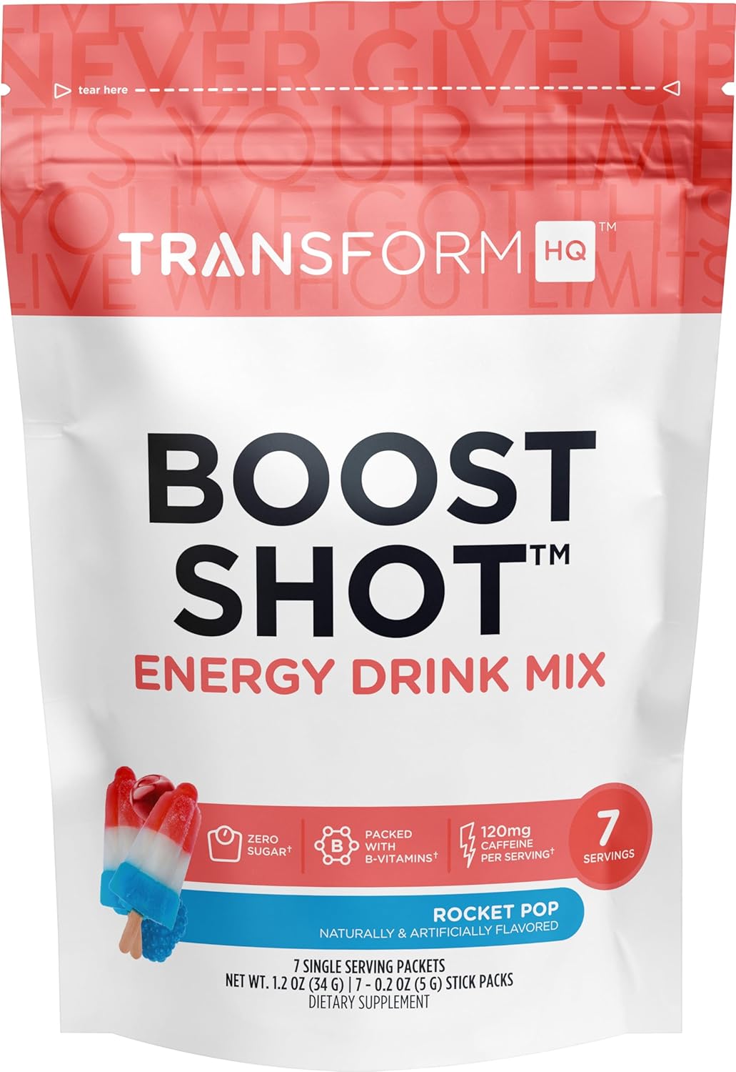 TransformHQ Boost Shot Powder Drink Stick Packets, Peach Mango, 7 Pack - görsel 6