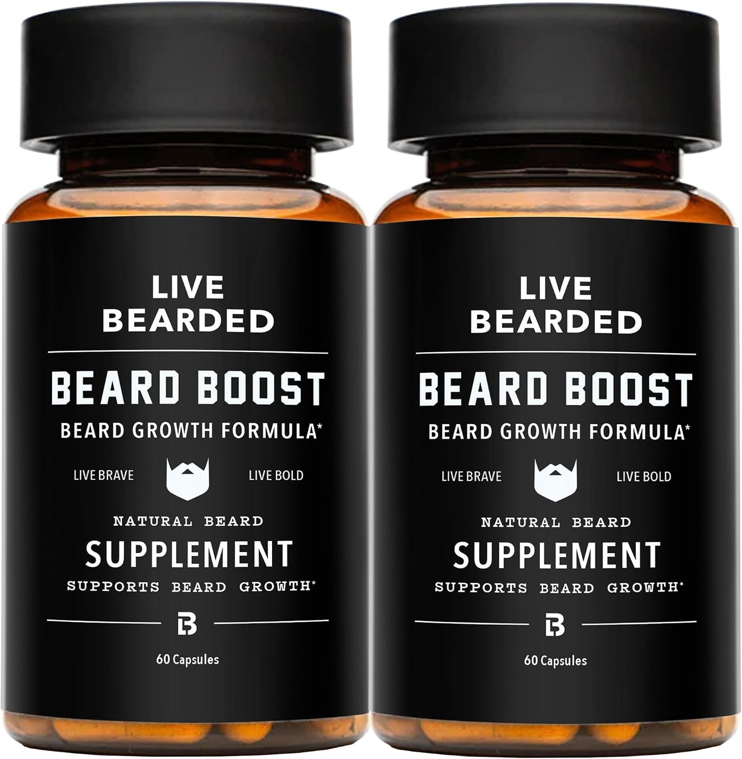 Live Bearded Beard Boost - Beard Growth Vitamins for Men with Biotin, Collagen, Silica, Fo-Ti Root - Facial Hair Growth for Men, Made in the USA | 60-Day Supply - görsel 1