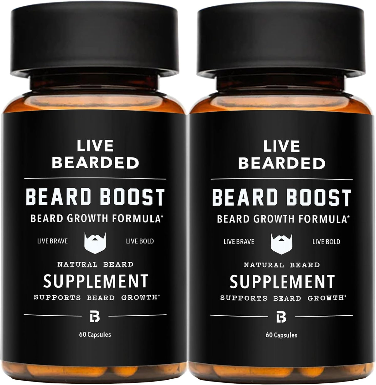 Live Bearded Beard Boost - Beard Growth Vitamins for Men with Biotin, Collagen, Silica, Fo-Ti Root - Facial Hair Growth for Men, Made in the USA | 60-Day Supply - görsel 1