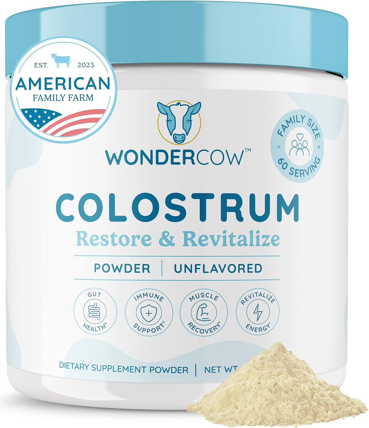 WONDERCOW Whole Bovine Colostrum Powder – Unflavoured, 60 Servings - görsel 1