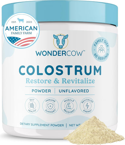 WONDERCOW Whole Bovine Colostrum Powder – Unflavoured, 60 Servings