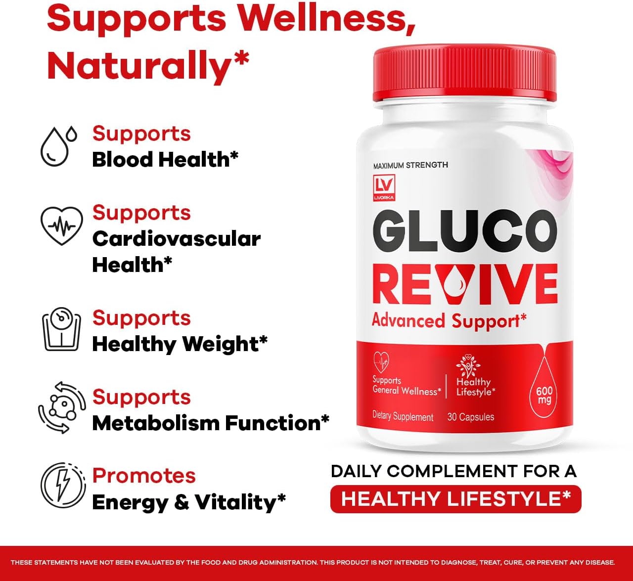 Gluco Revive - GlucoRevive, Gluco Revive Pills, GlucoRevive Support, GlucoRevive Capsules, Gluco Revive All Natural Premium Formula, 30 Capsules - görsel 3